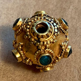 18 Kt Gold Bead with Emeralds, India