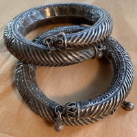 India Silver Hollow Bangles, Pair