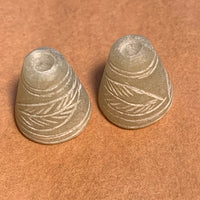 Pair of Afghan Serpentine Carved Cones
