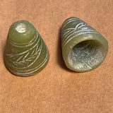 Pair of Afghan Serpentine Carved Cones