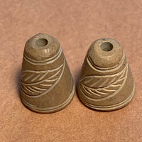 Pair of Afghan Serpentine Carved Cones