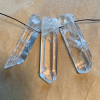 3 Quartz Crystals, Top Drilled