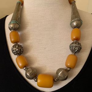 Yemen Silver & Bakelite Amber Necklace
