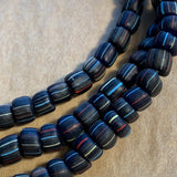 New Java Aqua Blue Glass Beads, Striped