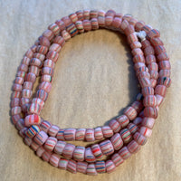 Java Pink Glass Beads, Striped