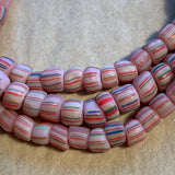 Java Pink Glass Beads, Striped