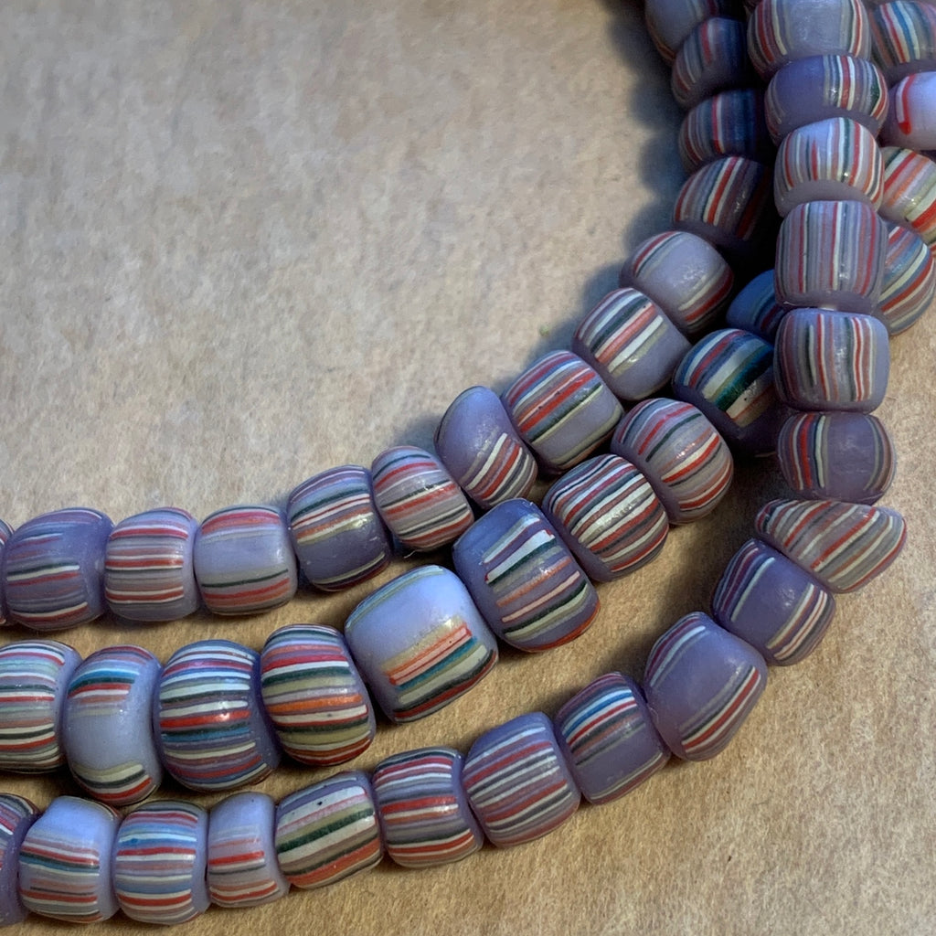 Java Opaque Lavender Striped Glass Beads | Beadparadise.com