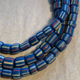 Java Opaque Capri Blue Striped Glass Beads