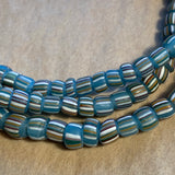 Translucent Matte Aqua Striped Glass Beads, Java