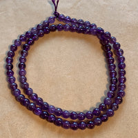 4mm Round Amethyst Beads