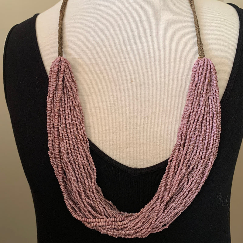Antique Venetian Pink Seed Bead Necklace | Beadparadise.com