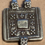 Antique Silver Floral Box Pendant, India