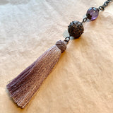 Purple Tourmaline, Lavender Tassel Necklace by Ruth