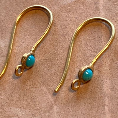 18 Karat Gold Earwires with Turquoise