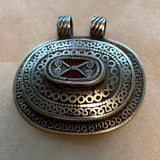 Turkman Sterling Pendant, Red Glass Stone