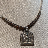 Vintage Silver Pendant Necklace, Zircon
