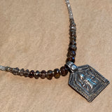 Vintage Silver Pendant Necklace, Zircon