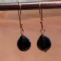 18 Karat Gold & Black Tourmaline Earrings