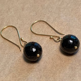 18 Karat Gold & Black Tourmaline Earrings
