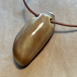 Ceramic Shell Pendant, Brown Glazed Vessel