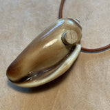 Ceramic Shell Pendant, Brown Glazed Vessel