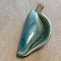 Ceramic Shell Pendant, Blue Glazed Vessel