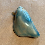 Ceramic Shell Pendant, Blue Glazed Vessel