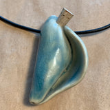 Ceramic Shell Pendant, Blue Glazed Vessel