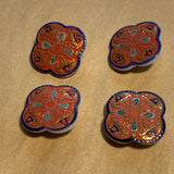 Antique Czech Glass Buttons, Clover Shape