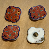 Antique Czech Glass Buttons, Clover Shape