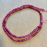 4mm Faceted Round Pink Tourmaline Beads