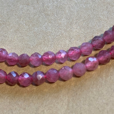 4mm Faceted Round Pink Tourmaline Beads