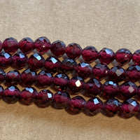 4mm Round Faceted Garnet Beads