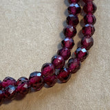 4mm Round Faceted Garnet Beads