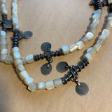 Vintage Mother of Pearl Necklace with Sterling Beads