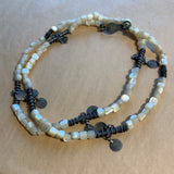 Vintage Mother of Pearl Necklace with Sterling Beads