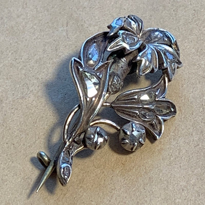 Georgian Silver, Gold, & Diamond Pin