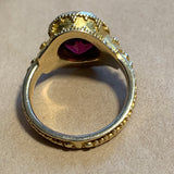 Vintage 14kt Gold & Red Amethyst Ring, Indonesia