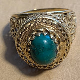 Vintage 18kt Gold & Eilat Stone Ring, Israel