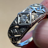 Victorian 14 Karat White Gold & Diamond Ring