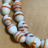 Vintage  Japanese Glass Beads - Candy Cane Ovals