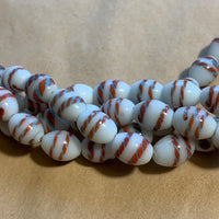 Vintage Japanese Glass Beads - Candy Cane Ovals