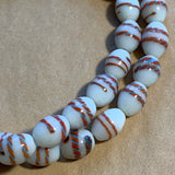 Vintage Japanese Glass Beads - Candy Cane Ovals