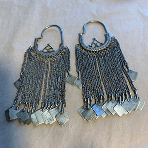 Antique Hoop Earrings with Fringe, India