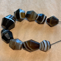 Set of 9 Antique Idar-Oberstein Banded Agate Beads