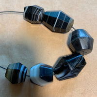 Set of 6 Antique Idar-Oberstein Banded Agate Beads