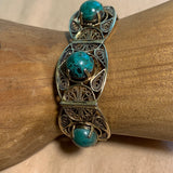 Vintage Silver Bracelet with Gold Vermeil & Chrysocolla