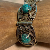 Vintage Silver Bracelet with Gold Vermeil & Chrysocolla