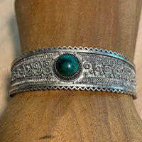 Vintage Silver Cuff with Chrysocolla