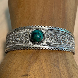 Vintage Silver Cuff with Chrysocolla